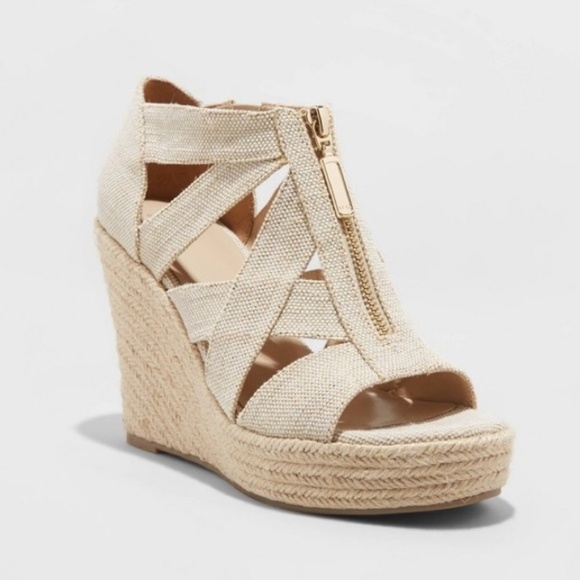 zip front espadrille wedges